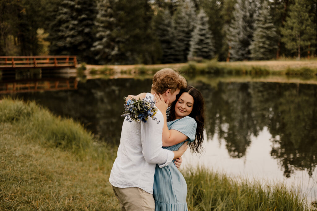 Couples portraits by the lake is an adventure elopement idea